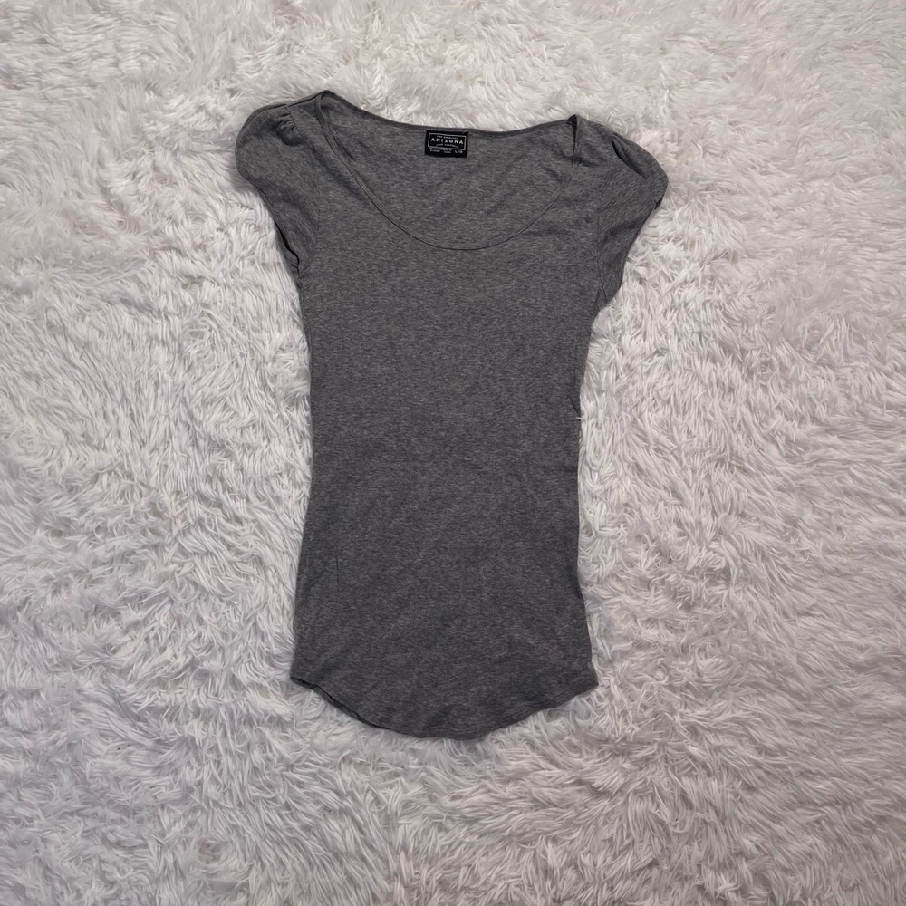 y2k vintage gray puff sleeve cotton top large